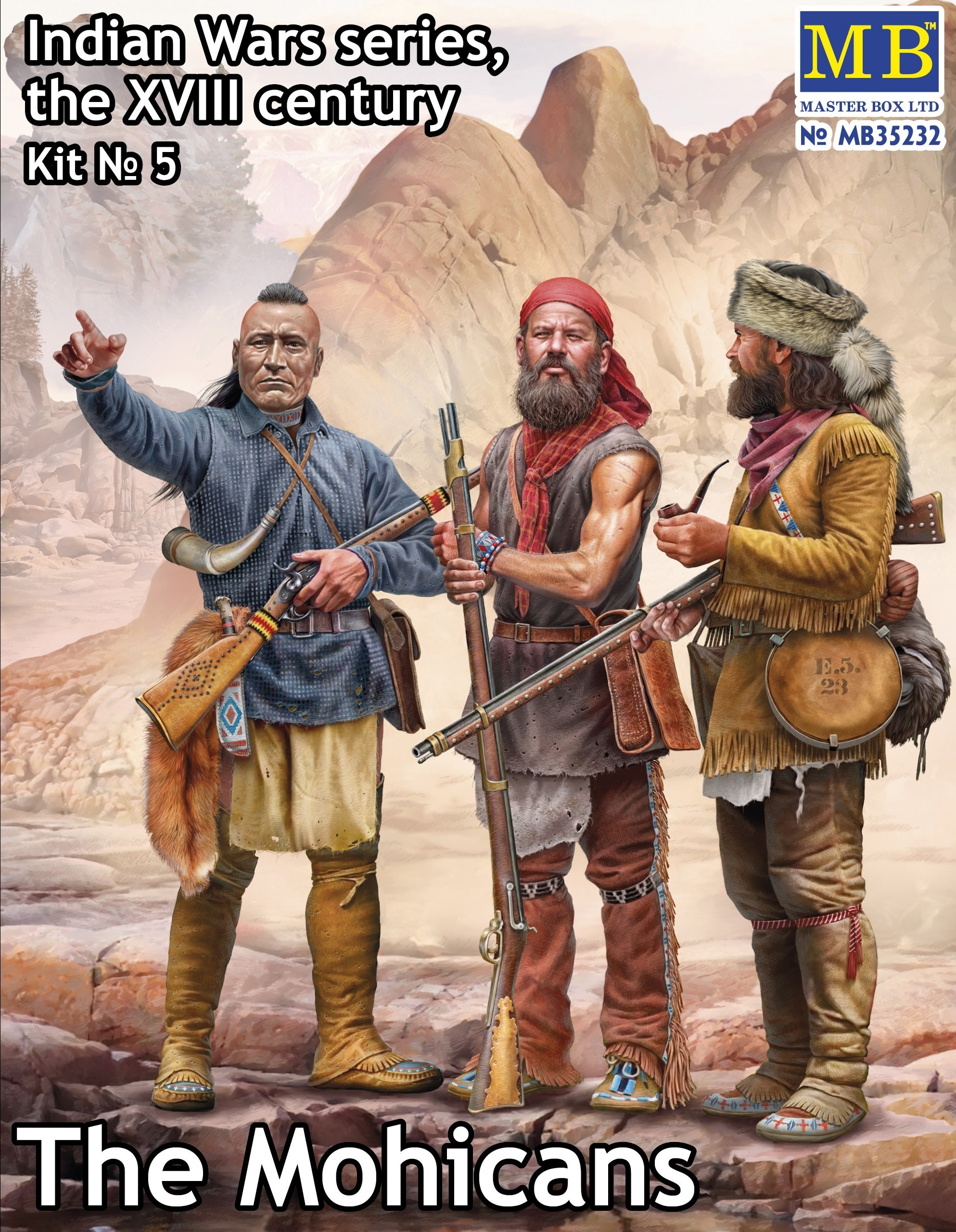 "The Mohicans. Indian Wars Series, the XVIII century. Kit No 5" -  1/35 scale kit. Box Art